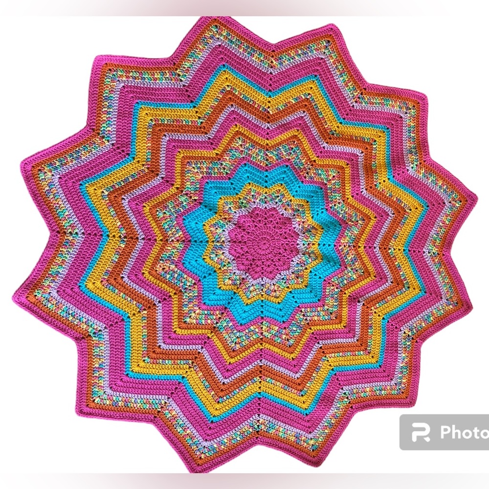 Sunburst Crotched Blanket -Lap Blanket - Baby Blanket - Colorful